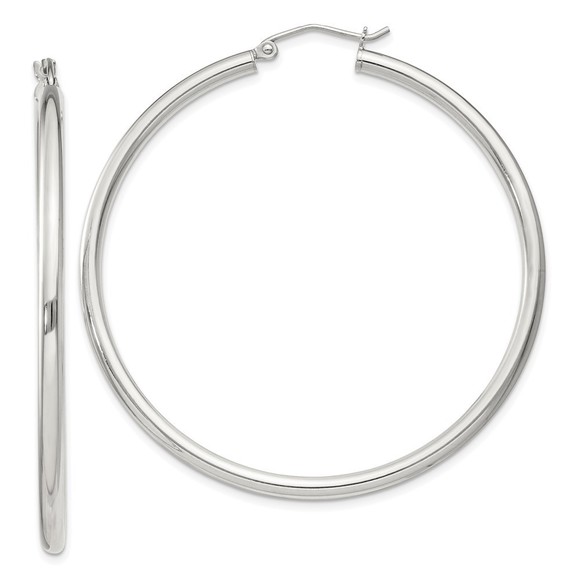 Sterling Silver 2.5mm Round Hoop Earrings - Picture 1 of 4